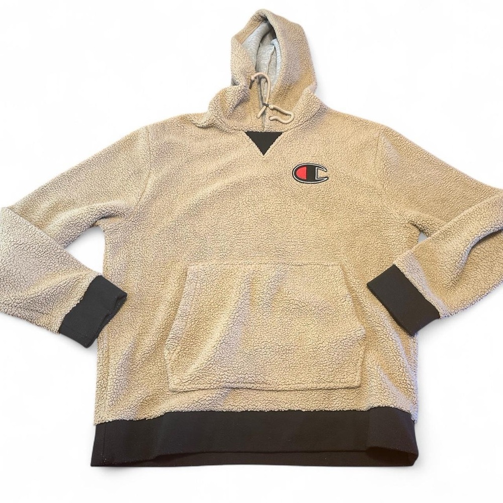 Champion Sherpa Fleece Pullover‎ Hoodie Sweatshirt Size Large